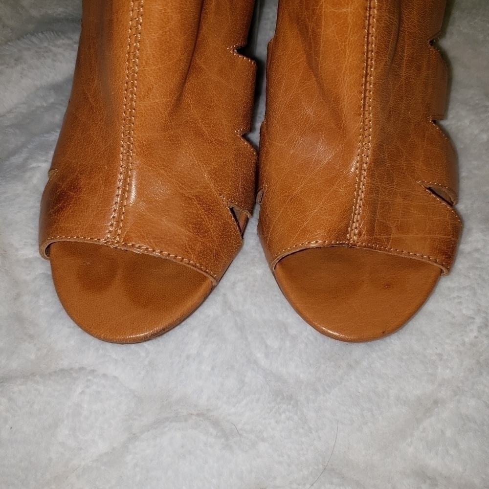 🧡KELSI Dagger Brooklyn Ball Dance Cut Out Booties Leather Cognac - Picture 5 of 7